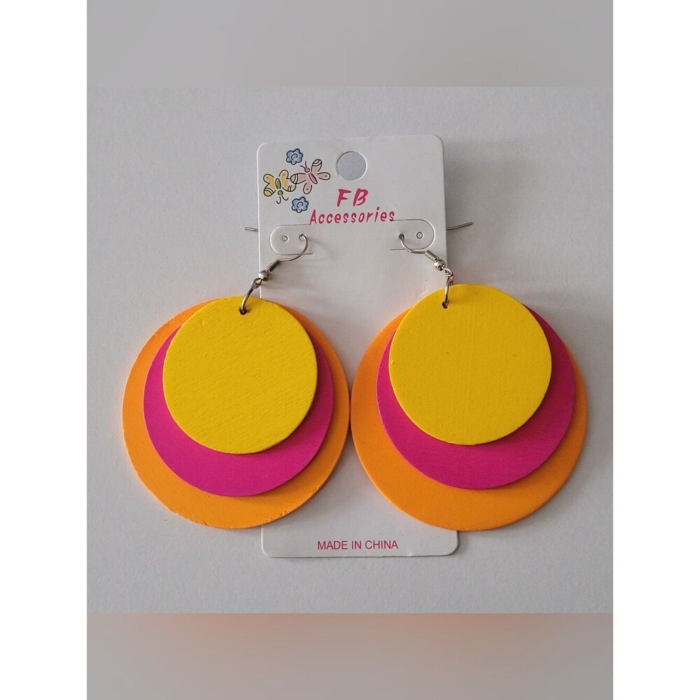 three-layer geometric drop earrings